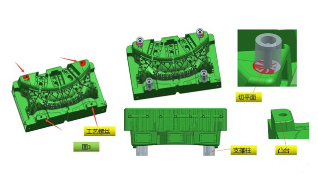 在注塑汽車模具設(shè)計(jì)中，工藝螺絲是必不可少的輔助工具
